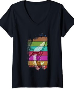 Womens Colorful Orca V-Neck T-Shirt