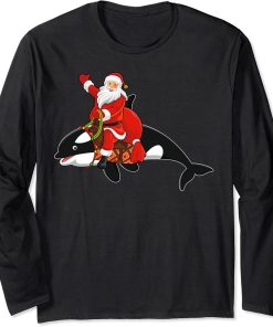 Orca Lover Xmas Santa Riding Orca Christmas Long Sleeve T-Shirt