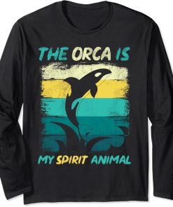 Ocean Animal Gift Spirit Animal Killer Whale Retro Orca Long Sleeve T-Shirt