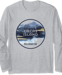 Orcas Island, Washington, San Juans Watercolor Design Long Sleeve T-Shirt